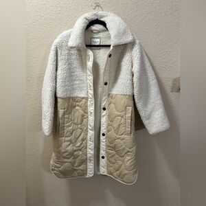 A&F Long Length Sherpa Lined Quilted Coat